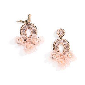Pink Floral Handmade Statement Clip on Earring